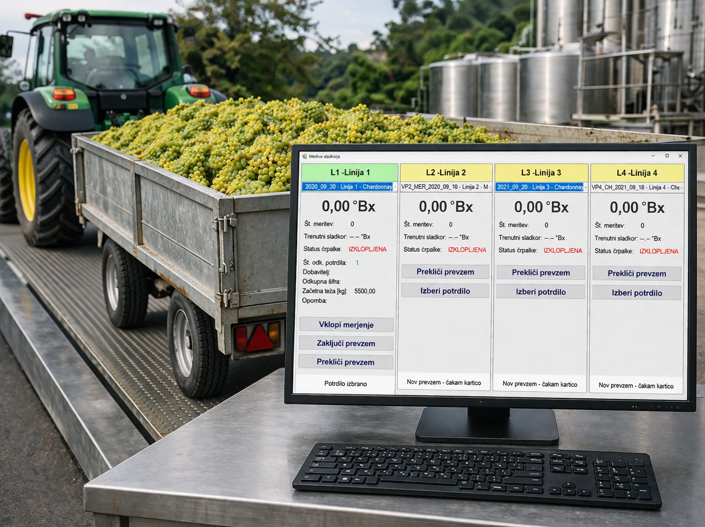 Grape Reception — Sugar Measurement at the Terminal